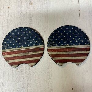 Handmade distressed American flag neoprene car coasters